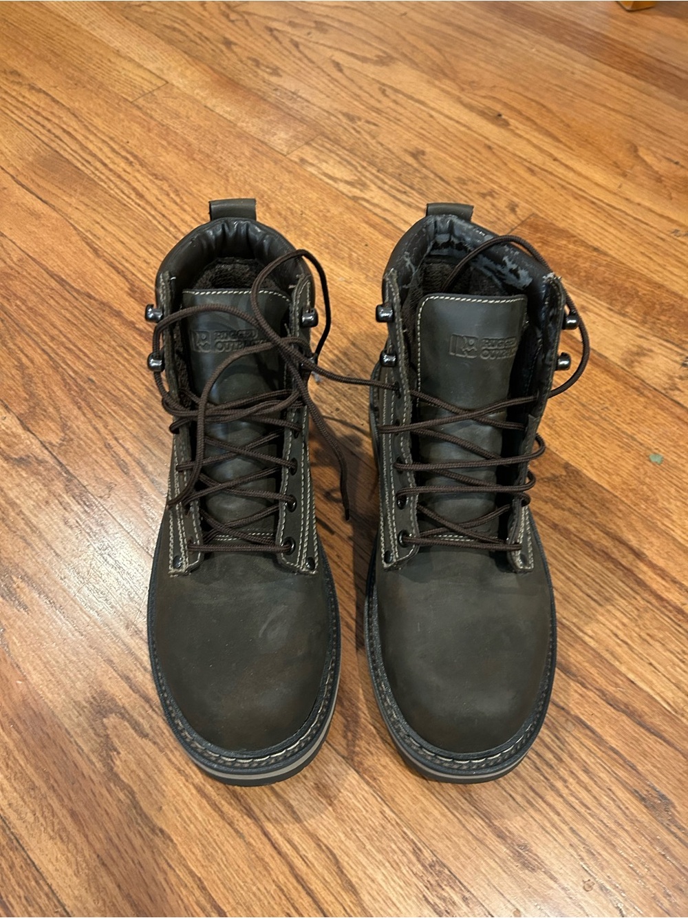 Men's Dark Brown Lace-Up Outdoor Work Boots